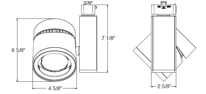 Juno Track Lighting T388L 30K SPW PDIM SP SL 55W Vertical Cylinder LED, 3000K Color Temperature, Spectral White, Phase Dimmable, Spot Beam Spread, Silver Finish