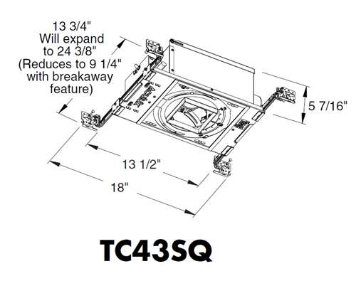 Juno Aculux TC43SQ MLV 120 Recessed Lighting 3 inch Low Voltage New Construction Standard Square Adjustable Housing
