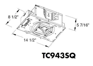 Juno Aculux TC943SQ ELV 277 Recessed Lighting 3 inch Low Voltage New Construction Standard Square Adjustable Housing with 277V Electronic Transformer