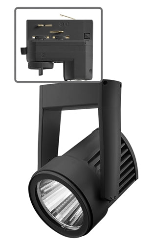 Juno HD Commercial Track Lighting TEK255LG23SBL (T255L TEK G2 30K 80CRI PDIM SP BL) 36W Trac-Master Cylindra LED, 3000K Color Temperature, Spot Beam, Black Finish