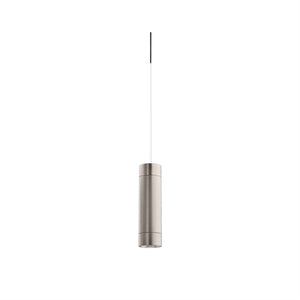 Juno TLPL1783SNWH Trac 12 Decorative LED Mini-Pendant 6W 12V, Cylinder Pendant with 78" Cord, 3000K Color Temperature, Satin Nickel Body, No Glass, White Adapter