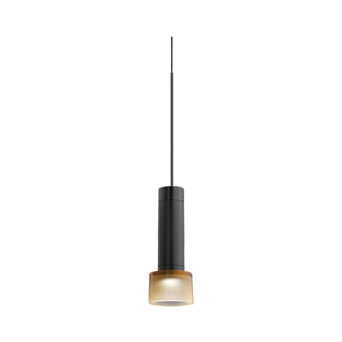 Juno TQJPL1782BLAMBBL Trac-Master Decorative LED Mini-Pendant 6W 12V, Cylinder Pendant with 78 inch Cord, 2700K Color Temperature, Black Pendant Body, Amber Glass, Black Adapter