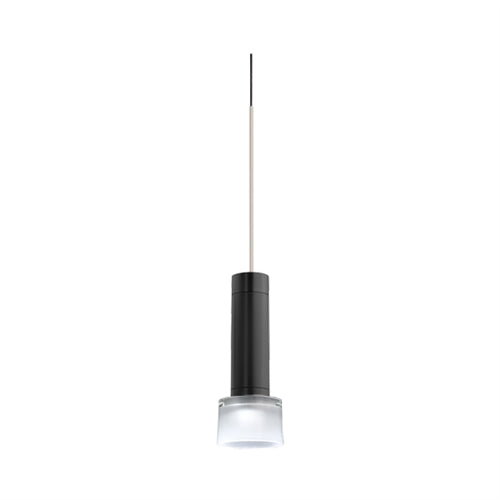 Juno TQJPL1783BLFRTSTN Trac-Master Decorative LED Mini-Pendant 6W 12V, Cylinder Pendant with 78 inch Cord, 3000K Color Temperature, Black Pendant Body, Frost Glass, Satin Nickel Adapater