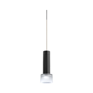Juno TQJPL1783BLFRTSTN Trac-Master Decorative LED Mini-Pendant 6W 12V, Cylinder Pendant with 78 inch Cord, 3000K Color Temperature, Black Pendant Body, Frost Glass, Satin Nickel Adapater