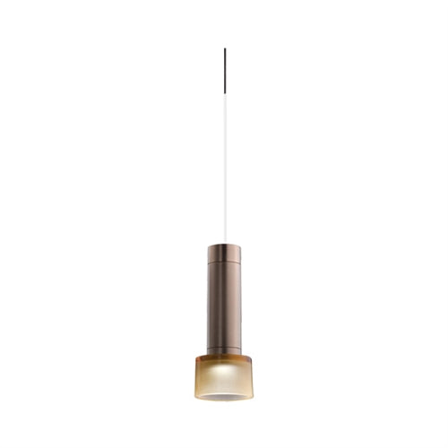 Juno TQJPL1783BZAMBWH Trac-Master Decorative LED Mini-Pendant 6W 12V, Cylinder Pendant with 78 inch Cord, 3000K Color Temperature, Bronze Pendant Body, Amber Glass, White Adapter