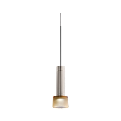 Juno TQJPL1783SNAMBBL Trac-Master Decorative LED Mini-Pendant 6W 12V, Cylinder Pendant with 78 inch Cord, 3000K Color Temperature, Satin Nickel Pendant Body, Amber Glass, Black Adapter