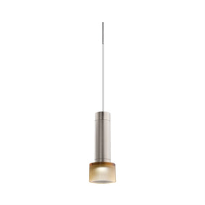Juno TQJPL1783SNAMBWH Trac-Master Decorative LED Mini-Pendant 6W 12V, Cylinder Pendant with 78 inch Cord, 3000K Color Temperature, Satin Nickel Pendant Body, Amber Glass, White Adapter