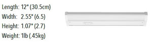 Juno Undercabinet Lighting UCES 12IN SWW4 90CRI WH 12" LED Undercabinet Fixture, 6.7 Watts, 428 lumens, 3000K/3500K/4000K, White Finish
