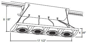 Juno Track Lighting XT16401SL AVIO Four Lamp - Low Voltage 20-50W MR16 Linear Unit, Silver Color
