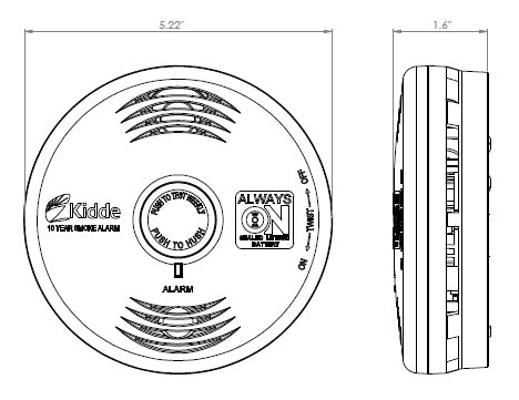 Kidde P3010B (21010067) Worry Free 10 Year Sealed Lithium Battery Operated Smoke Alarm for the Bedroom with Talking Voice Alarm