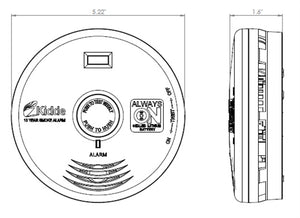 Kidde P3010H (21010069) Worry Free 10 Year Sealed Lithium Battery Operated Smoke Alarm for the Hallway with Bright LEDs provide lighted escape (Upgraded to SMAC10YFEX)
