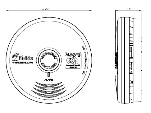 Kidde P3010L (21010064) Worry Free 10 Year Sealed Lithium Battery Operated Smoke Alarm for the Living Area with Hush Button