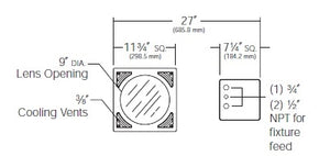 Kim Lighting 6360/NF/70HPS208 Cool-Lens Well Light, Narrow Flood Optic, 70W, High Pressure Sodium, 208V, Cast Bronze Natural Finish