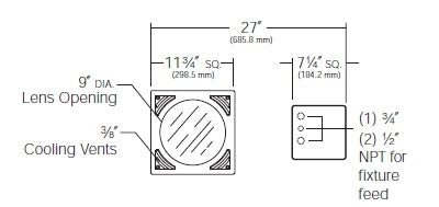 Kim Lighting 6360/SP/70HPS208 Cool-Lens Well Light, Spot Optic, 70W, High Pressure Sodium, 208V, Cast Bronze Natural Finish