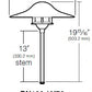 Kim Lighting BN192/3L3KUV/VG/H70VG 13-inch stem LED 120V Brass Traditional Landscape Light, 5.2W, 3 LEDs, 3000K, Copper Mushroom Hood, Verde Green Patina Finish