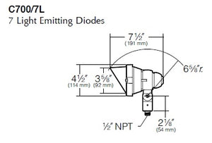 Kim Lighting C700F3/7L4KUV/NB 120-277V LED Die-Cast Brass Landscape Light, Scarab Style, Narrow Flood, 350mA, 9W, 7 LEDs, 4200K, Natural Brass Finish