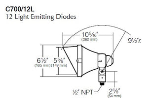Kim Lighting C700S3/12L5KUV/NB 120-277V LED Die-Cast Brass Landscape Light, Scarab Style, Spot, 350mA, 14W, 12 LEDs, 5100K, Natural Brass Finish