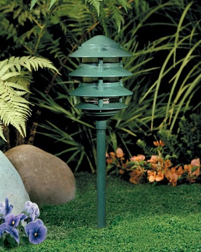 Kim Lighting EL121GR 75W A19 Incadescent 120V Die-Cast Aluminum Louevered Body Landscape Light, Verde Green Finish