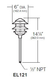 Kim Lighting EL121GR 75W A19 Incadescent 120V Die-Cast Aluminum Louevered Body Landscape Light, Verde Green Finish