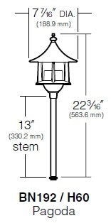 Kim Lighting EL180GR/H60GR 13-inch Stem 60W A19 Incandescent 120V Die-Cast Aluminum Traditional Landscape Light, Aluminum Pagoda Hood, Verde Green Finish
