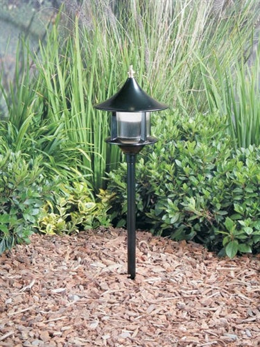 Kim Lighting EL190/3L3KUV/GR/H60GR 13-inch Stem LED 120V Die-Cast Aluminum Traditional Landscape Light, 5.2W, 3 LEDs, 3000K, Aluminum Pagoda Hood, Verde Green Finish