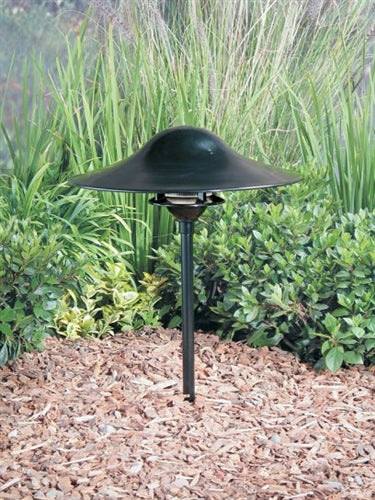 Kim Lighting EL190/3L4KUV/GR/H70GR 13-inch Stem LED 120V Die-Cast Aluminum Traditional Landscape Light, 5.2W, 3 LEDs, 4200K, Aluminum Mushroom Hood, Verde Green Finish