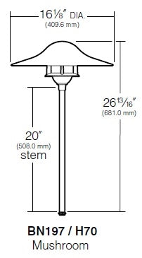 Kim Lighting EL195/3L5KUV/DB/H70DB 20-inch Stem LED 120V Die-Cast Aluminum Traditional Landscape Light, 5.2W, 3 LEDs, 5100K, Aluminum Mushroom Hood, Dark Bronze Finish