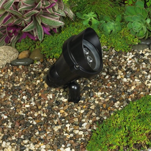 Kim Lighting EL700F3/12L3KUV/BL 120-277V LED Die-Cast Aluminum Landscape Light, Scarab Style, Narrow Flood, 14W, 12 LEDs, 3000K, Black Finish