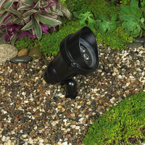 Kim Lighting EL700F3/7L3KUV/BL 120-277V LED Die-Cast Aluminum Landscape Light, Scarab Style, Narrow Flood, 9W, 7 LEDs, 3000K, Black Finish