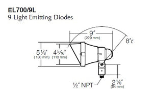 Kim Lighting EL700F3/9L5KUV/BL 120-277V LED Die-Cast Aluminum Landscape Light, Scarab Style, Narrow Flood, 11W, 9 LEDs, 5100K, Black Finish