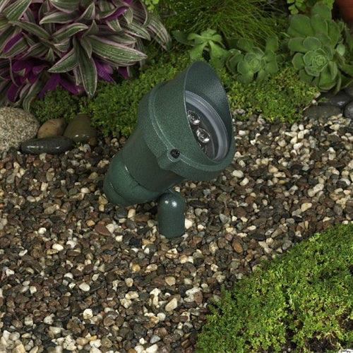 Kim Lighting EL700S3/7L3KUV/GR 120-277V LED Die-Cast Aluminum Landscape Light, Scarab Style, Spot, 9W, 7 LEDs, 3000K, Verde Green Finish