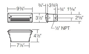 Kim Lighting EL807/9L3KUV/BL LED 120/277V Die-Cast Aluminum Rectangle Landscape Step Light, 10.5W, 9 LEDs, 3000K, Black Finish