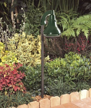 Kim Lighting KLV162/3L3K/GR 12 Volt Die-Cast Aluminum LED Landscape Path Bell Light, 5.3W, 3 LEDs, 3000K, Verde Green Finish