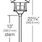 Kim Lighting KLV180DB/H60DB 13-inch Stem 50W MR16 Halogen 12V Die-Cast Aluminum Traditional Landscape Light, Aluminum Pagoda Hood, Dark Bronze Finish
