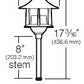 Kim Lighting KLV188/3L5KUV/DB/H60DB 8-inch Stem LED 12V Die-Cast Aluminum Traditional Landscape Light, 5.2W, 3 LEDs, 5100K, Aluminum Pagoda Hood, Dark Bronze Finish