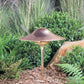 Kim Lighting KLV189/3L5K/NB/H70NB 8-inch Stem LED 12V Brass Traditional Landscape Light, 5.2W, 3 LEDs, 5100K, Copper Mushroom Hood, Natural Finish