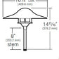 Kim Lighting KLV189/3L5K/NB/H70NB 8-inch Stem LED 12V Brass Traditional Landscape Light, 5.2W, 3 LEDs, 5100K, Copper Mushroom Hood, Natural Finish