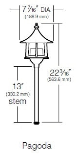 Kim Lighting KLV190/3L5K/DB/H60DB 13-inch Stem LED 12V Die-Cast Aluminum Traditional Landscape Light, 5.2W, 3 LEDs, 5100K, Aluminum Pagoda Hood, Dark Bronze Finish