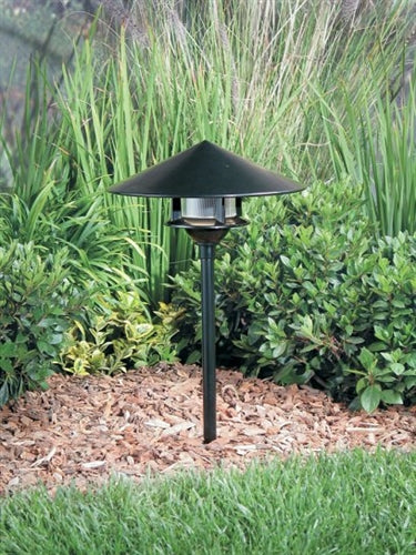 Kim Lighting KLV195/3L4K/DB/H80DB 20-inch Stem LED 12V Die-Cast Aluminum Traditional Landscape Light, 5.2W, 3 LEDs, 4200K, Aluminum Cone Hood, Dark Bronze Finish