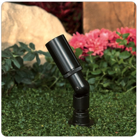Kim Lighting KLV200BL 12V Low Voltage 20W-50W MR11 Halogen Directional Die-Cast Aluminum Landscape Light, Round Hood Style, Black Finish