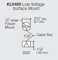 Kim Lighting KLV405GR Low Voltage Surface Mount, 2-1/4" Diameter, Die-Cast Aluminum with 1/2" NPSM Fixture Mount, Gray Finish