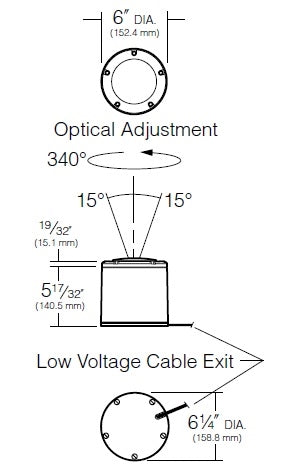 Kim Lighting LTV765/3L4K/HS60 LED 12 Volt Die-Cast Brass In-Grade Minivault Landscape Light, with Half Shield Lens Ring, 3.6W, 3 LEDs, 4200K, Natural Brass Finish