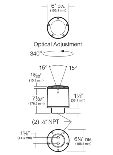 Kim Lighting LTV767SP/6L5KUV/HS60 9.6W In-Grade Minivault Die-Cast Brass LED, Spot Distribution, 120-277V, 5000K, Half Shield