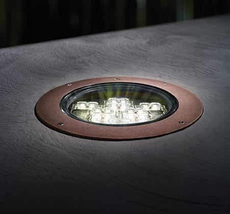 Kim Lighting LTV81FFWW36L5KUVPL Landscape In-Grade Light vault 8 Flat Frame, 13" Diameter, Wall Wash Distribution, 36 LEDs, 5000K, 120-277V, Prismatic Lens