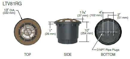 Kim Lighting LTV81RGNF36L4KUVPLRCA81 Landscape In-Grade Light vault 8 Rock Guard, 13" Diameter, Narrow Flood Distribution, 36 LEDs, 4000K, 120-277V, Prismatic Lens, with Rebar Cage Anchor