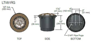 Kim Lighting LTV81RGWW36L5KUVPLRCA81 Landscape In-Grade Light vault 8 Rock Guard, 13" Diameter, Wall Wash Distribution, 36 LEDs, 5000K, 120-277V, Prismatic Lens, with Rebar Cage Anchor