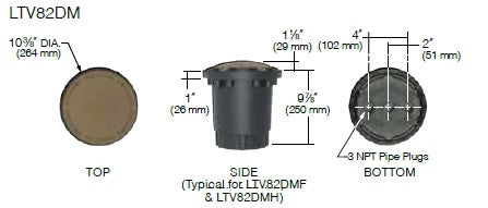 Kim Lighting LTV82DMF18L4KUVRCA82 Landscape In-Grade Light vault 8 Directional Marker, 10-3/8" Diameter, Full Distribution, 18 LEDs, 4000K, 120-277V, with Rebar Cage Anchor