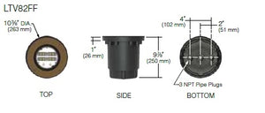 Kim Lighting LTV82FFSP18L3KUVPL Landscape In-Grade Light vault 8 Flat Frame, 10-3/8" Diameter, Spot Distribution, 18 LEDs, 3000K, 120-277V, Prismatic Lens
