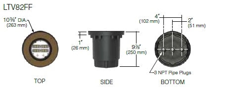 Kim Lighting LTV82FFSP18L4KUVSRRCA82 Landscape In-Grade Light vault 8 Flat Frame, 10-3/8" Diameter, Spot Distribution, 18 LEDs, 4000K, 120-277V, Slip-Resistant Lens, with Rebar Cage Anchor