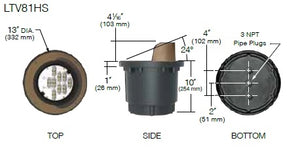 Kim Lighting LTV82HSNF18L3KUVPL Landscape In-Grade Light vault 8 Half Shield, 10-3/8" Diameter, Narrow Flood Distribution, 18 LEDs, 3000K, 120-277V, Prismatic Lens